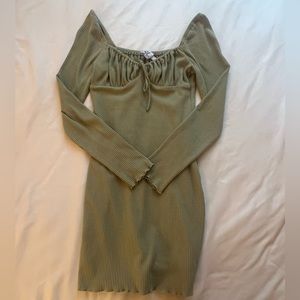 Princess Polly Slow Dancing Long Sleeve Mini Dress Sage